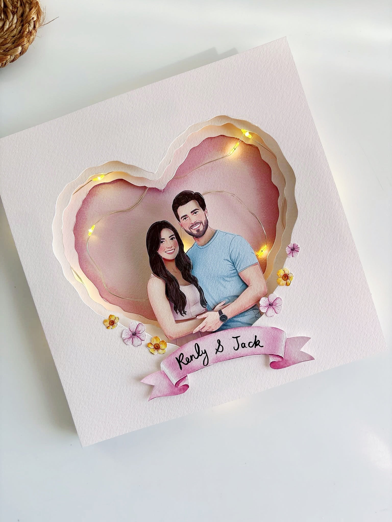 Radiant Heart Shadowbox – Custom LED Light-Up Gift Box for Couples
