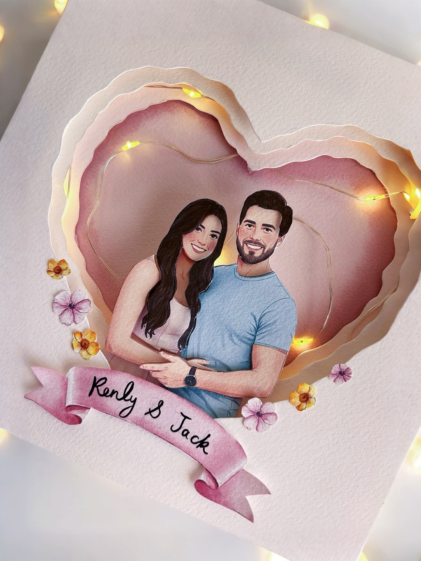 Radiant Heart Shadowbox – Custom LED Light-Up Gift Box for Couples
