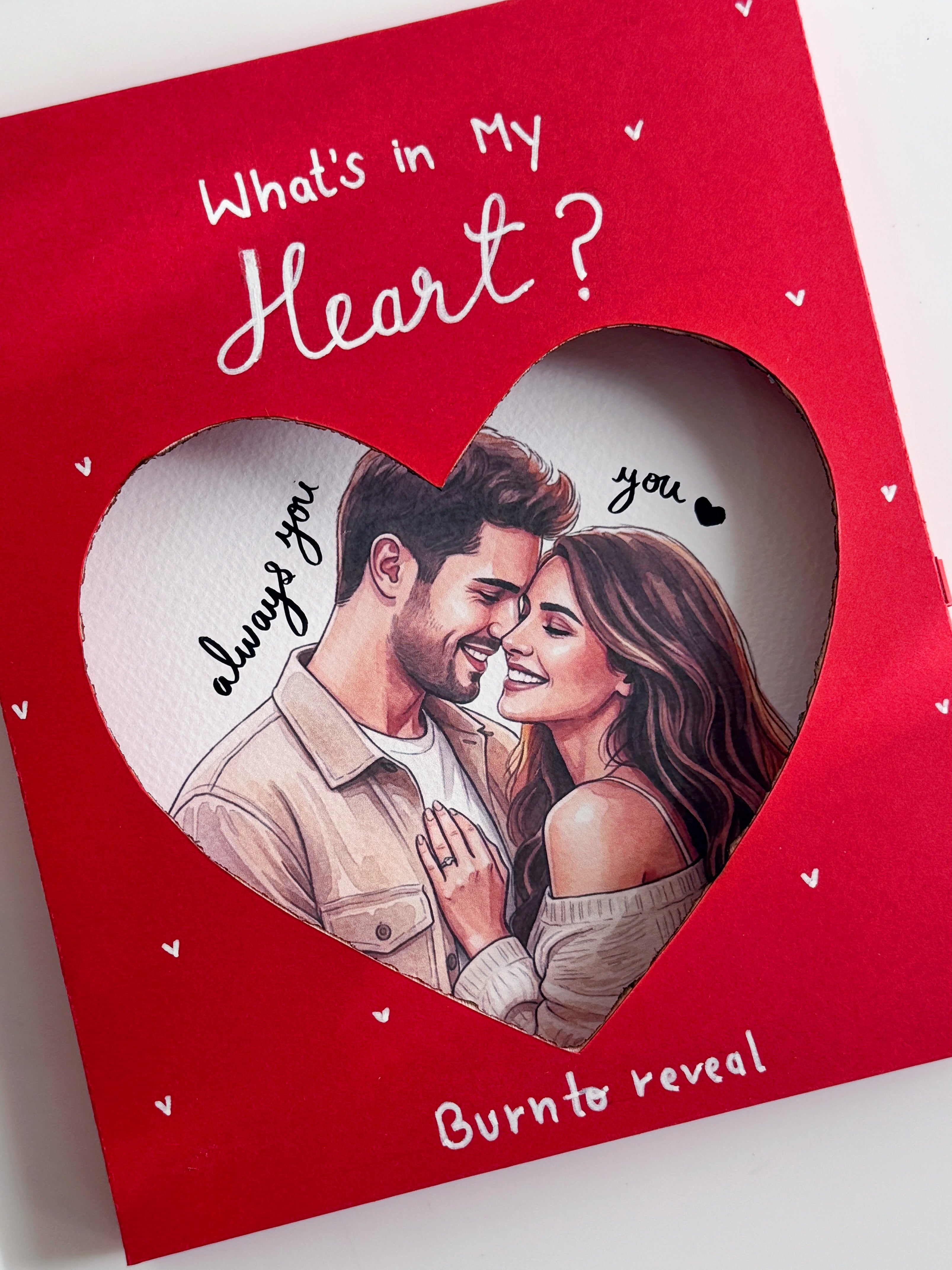 Fire Heart Card - personalized burn-to-reveal card