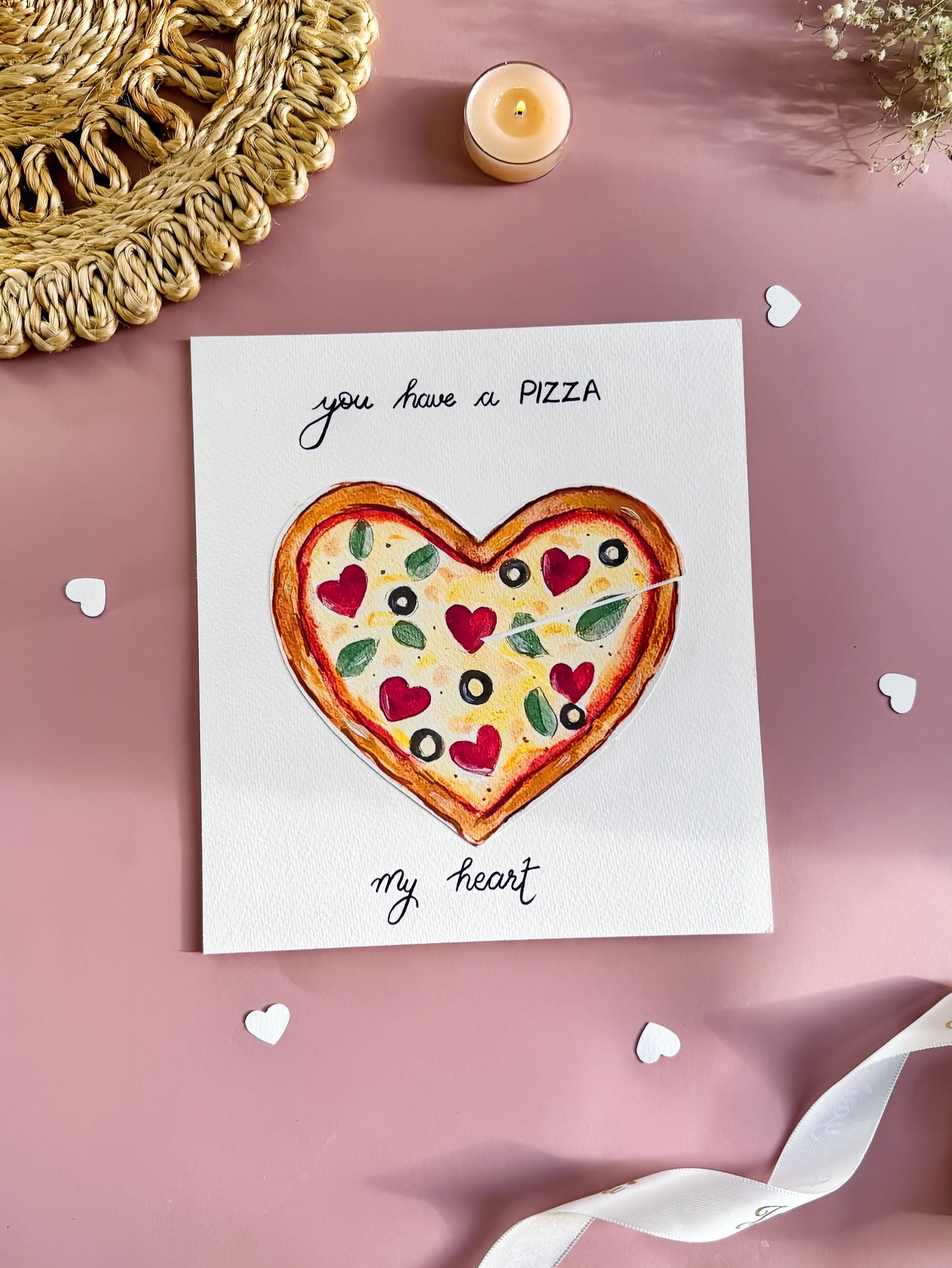 Pizza Love Card – Handmade Cute Pun Card for Someone Special