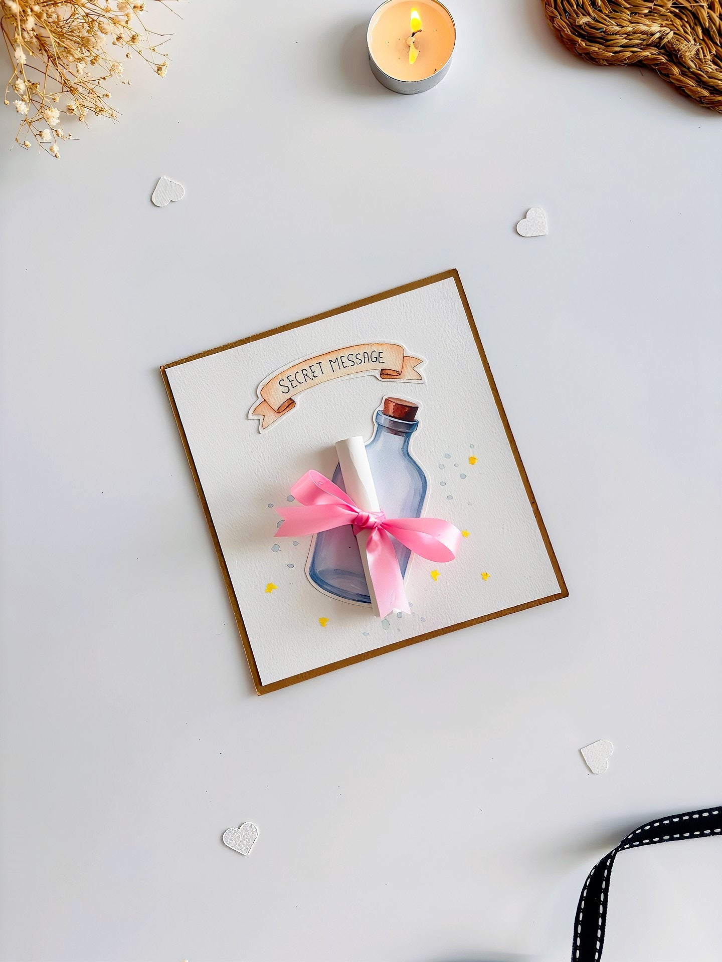 The Artisan Secret Love Note Card – Handcrafted Secret Scroll Card with Hidden Message