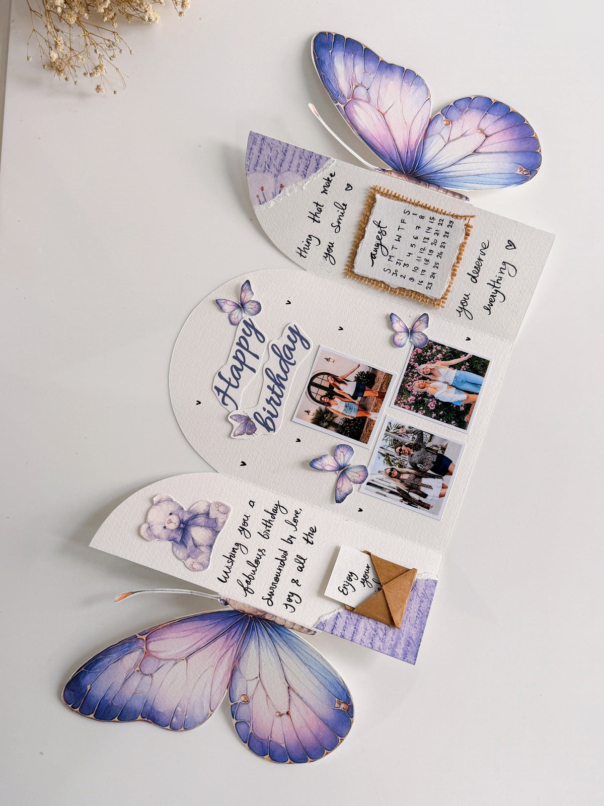 Butterfly Card -  personalized handmade gift card with mini photos